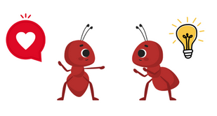 Illustration de deux fourmis qui discutent