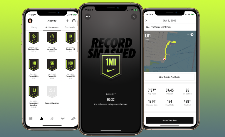 Aperçu de l'application mobile de la marque Nike pour les adhérents au programme de fidélité