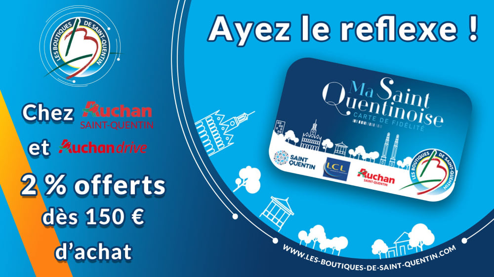 Visuel de promotion de la carte de fidélité des commerçants de la ville de Saint-Quentin