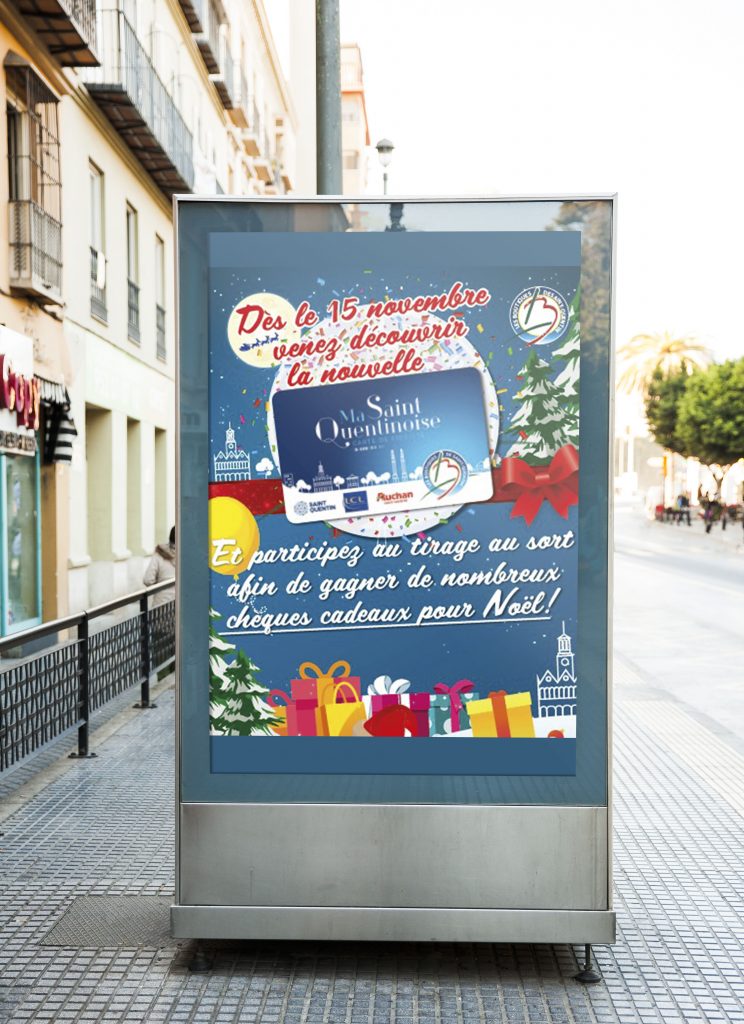 Photo de l'affiche présentant la loterie organisé par la ville de Saint-Quentin pour promouvoir leur carte de fidélité