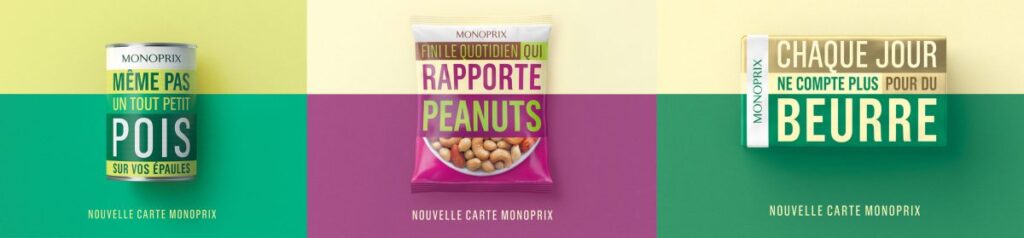 Campagne de promotion nouvelle carte de fidélité Monoprix Visuel de la campagne de promotion de Monoprix pour sa nouvelle carte de fidélité