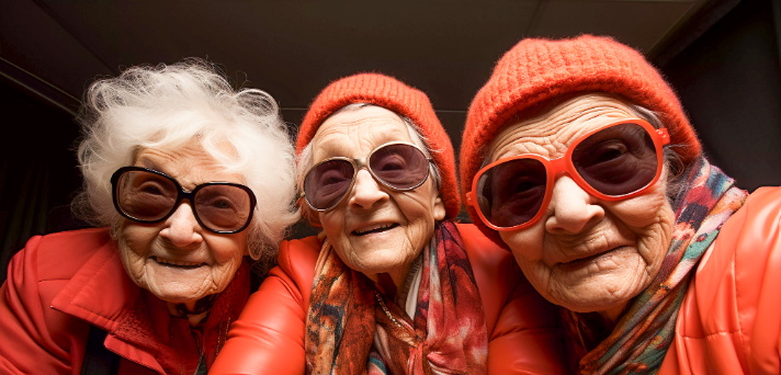 Trois femmes âgées qui sourient