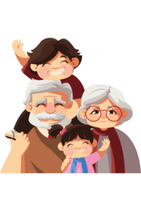 deux grands-parents et deux petits-enfants