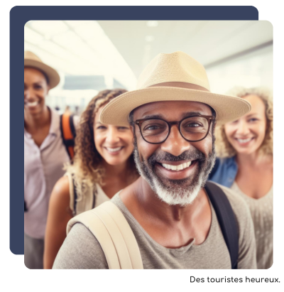 touristes heureux