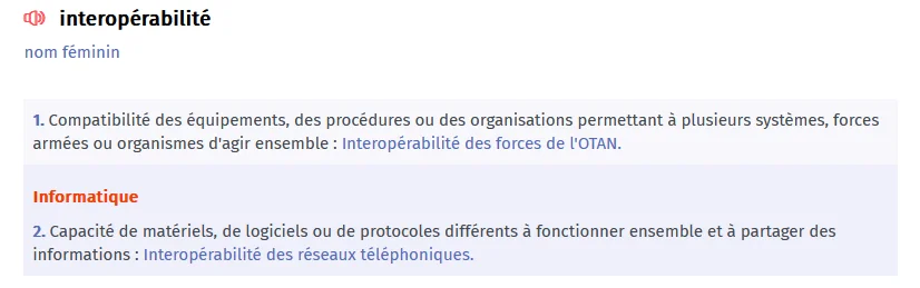 definition du mot interopérabilité