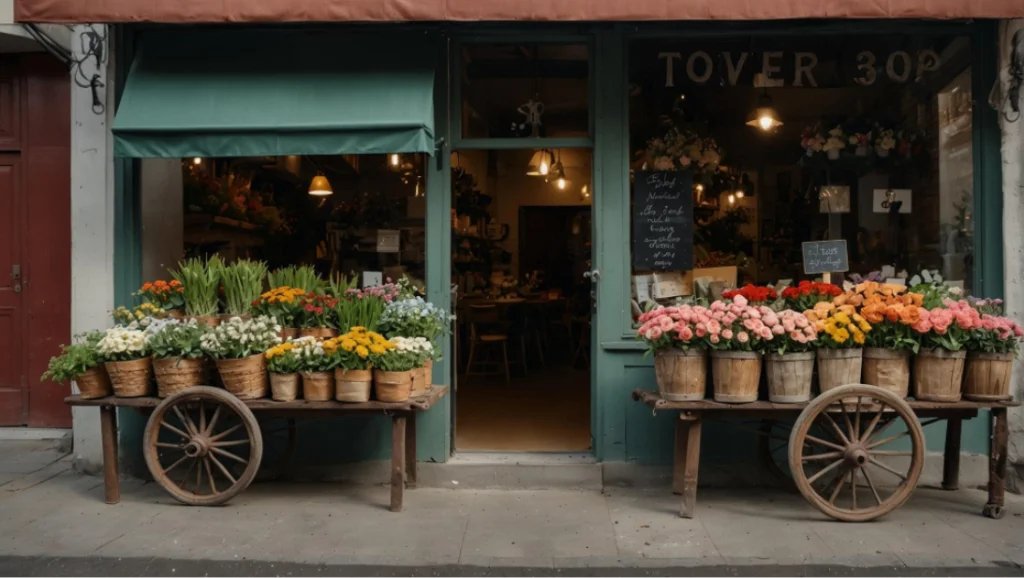 Une jolie vitrine d'un magasin de fleurs ) Programme Flora Nova