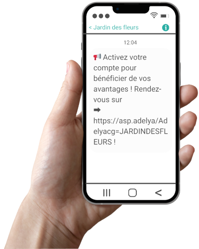 Mockup d'un SMS d'activation - ADELYA Mockup d'un SMS d'activation