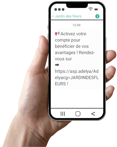 Mockup d'un SMS d'activation - programme Flora Nova