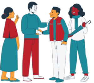 Illustration d'une équipe qui accueille un client