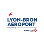 Lyon-Bron Aéroport logo in blue typography with red accents