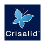 Crisalid logo: light blue butterfly above the word Crisalid on a dark blue background.